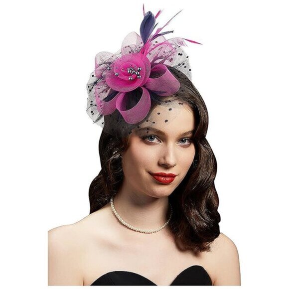 KENTUCKY Derby Fascinators for Women Rose&navy - Picture 1 of 4